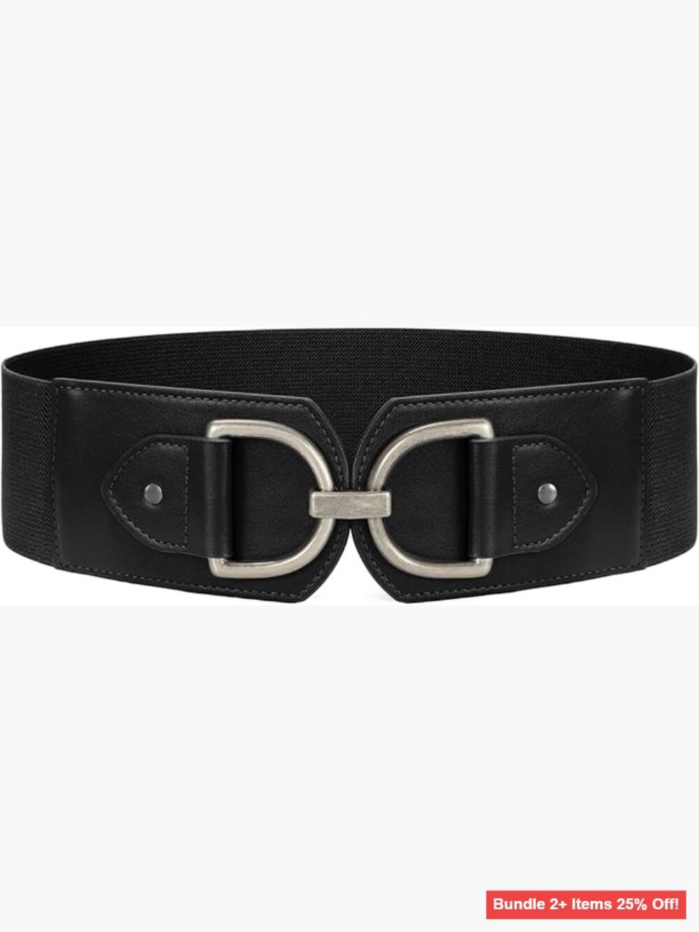 Vintage Stretchy Wide Waist Belt for Dresses Faux Leather Gold Buckle